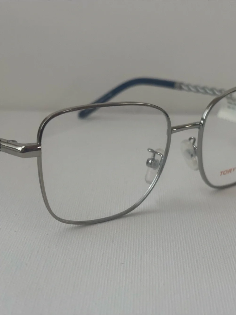 Tory Burch Silver Metal Frame Glasses with Blue Temples - Picture 8 of 9